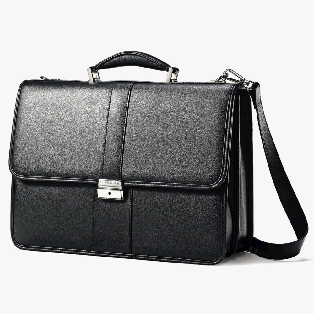 Samsonite Leather Flapover Briefcase - New